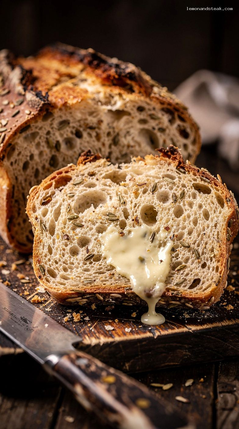 Toasted Fennel Seed Yeast Bread Loaf – Closeup