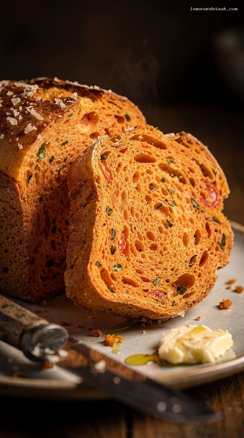 Tomato Basil Bread With Pizza-Inspired Flavor – Closeup