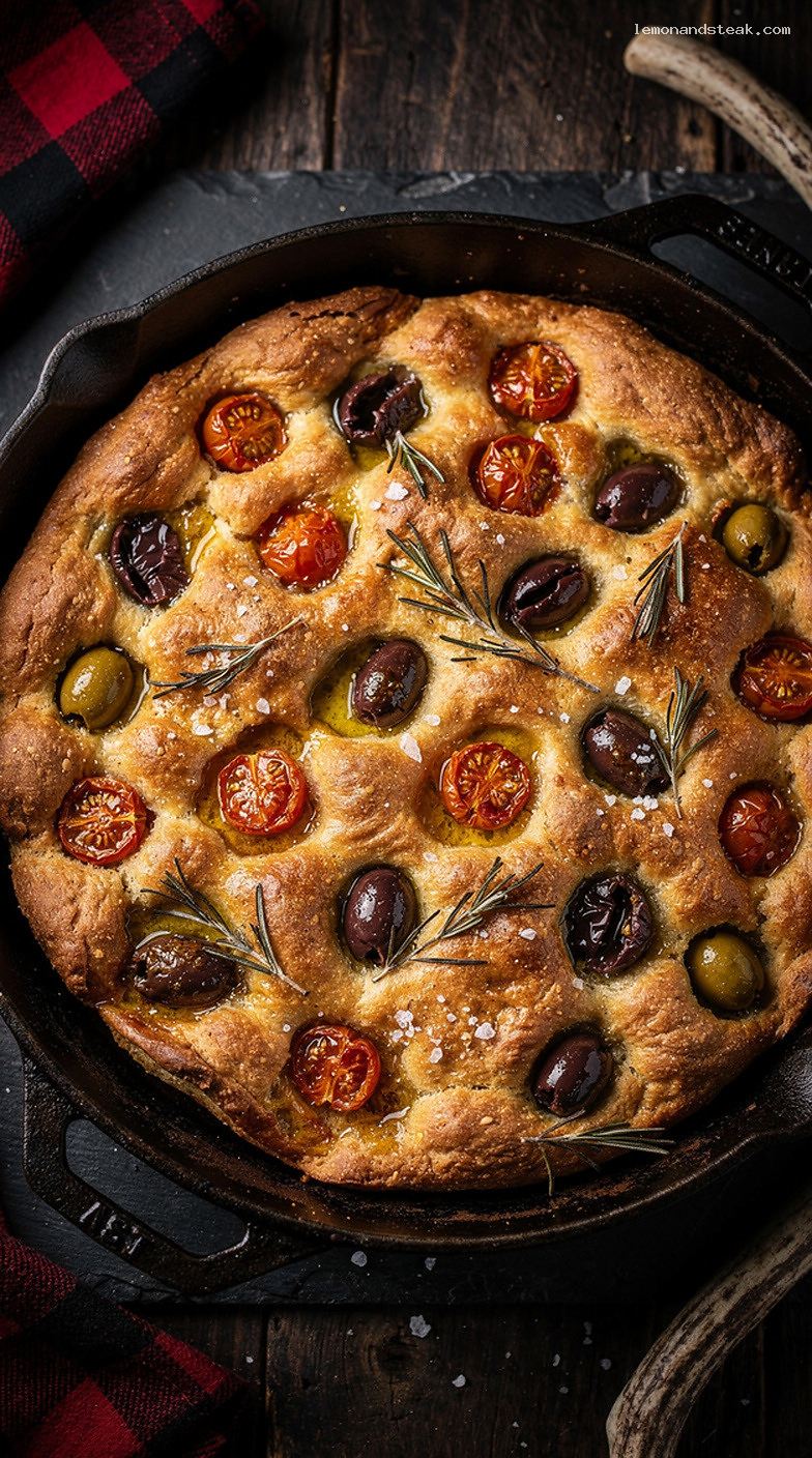 Tomato Olive Focaccia With Cherry Tomatoes and Olives