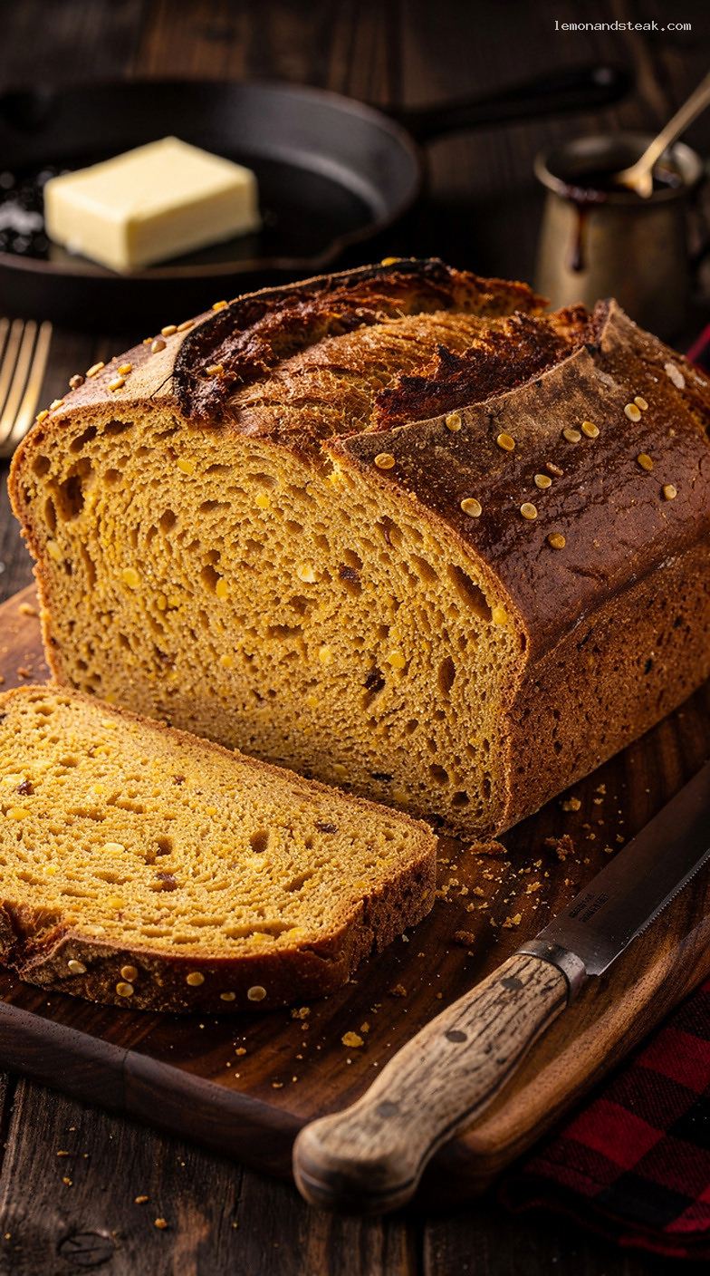 Traditional Anadama Bread With Cornmeal and Molasses
