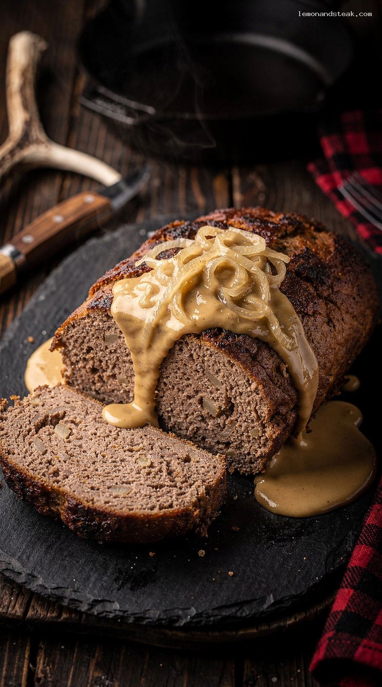 Traditional Beef Meatloaf With Creamy Onion Sauce