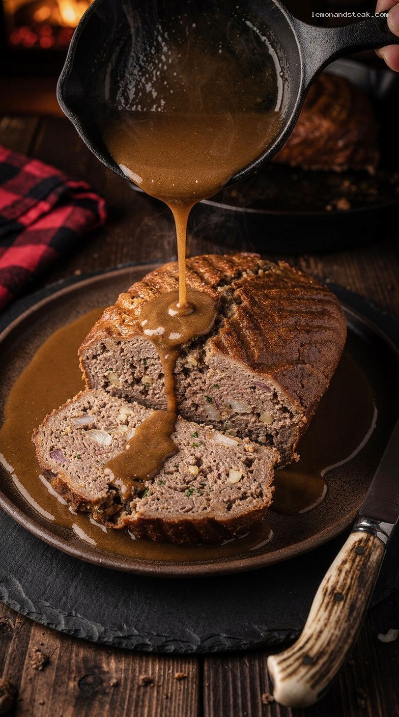 Traditional Beef Meatloaf with Pan Drippings Beef Gravy