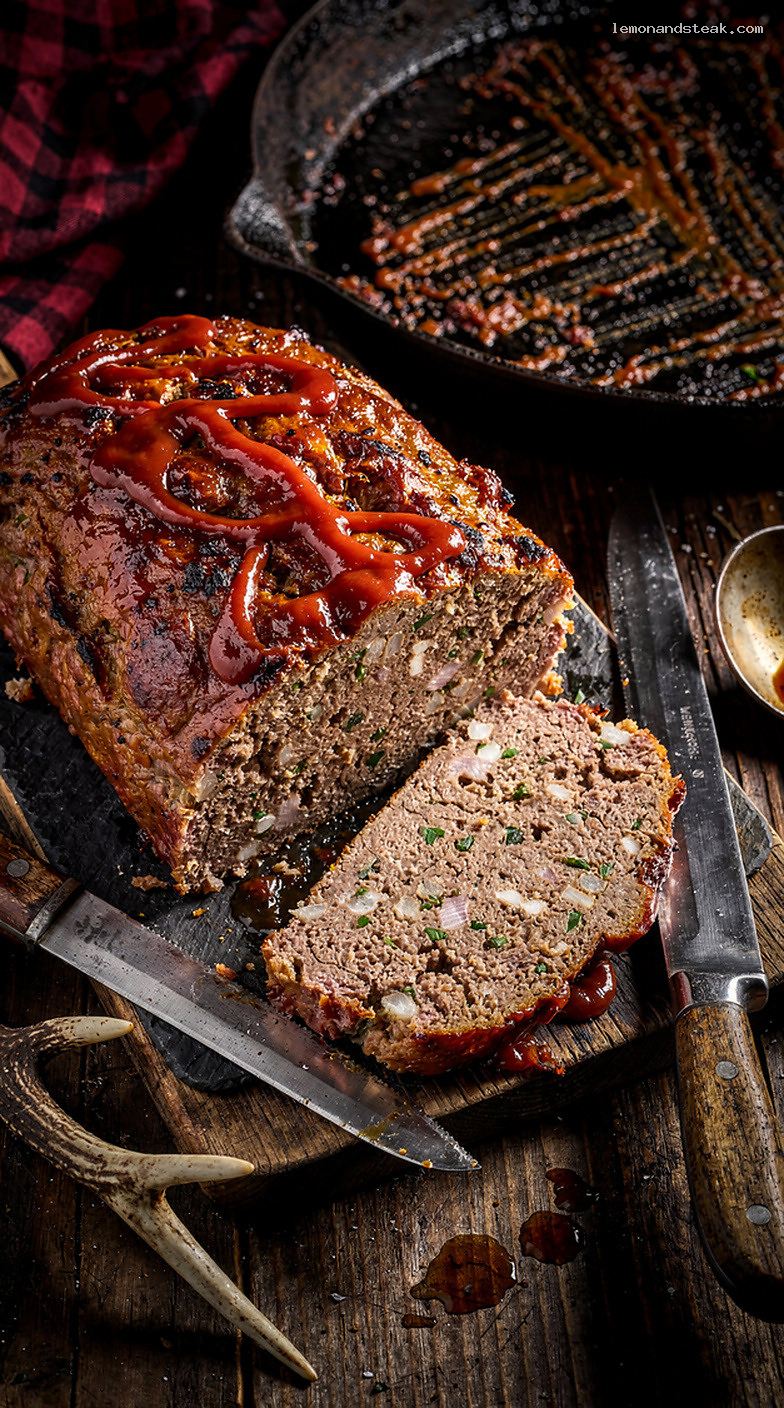 Traditional Beef Meatloaf with Savory Pan Drippings and Tomato Glaze