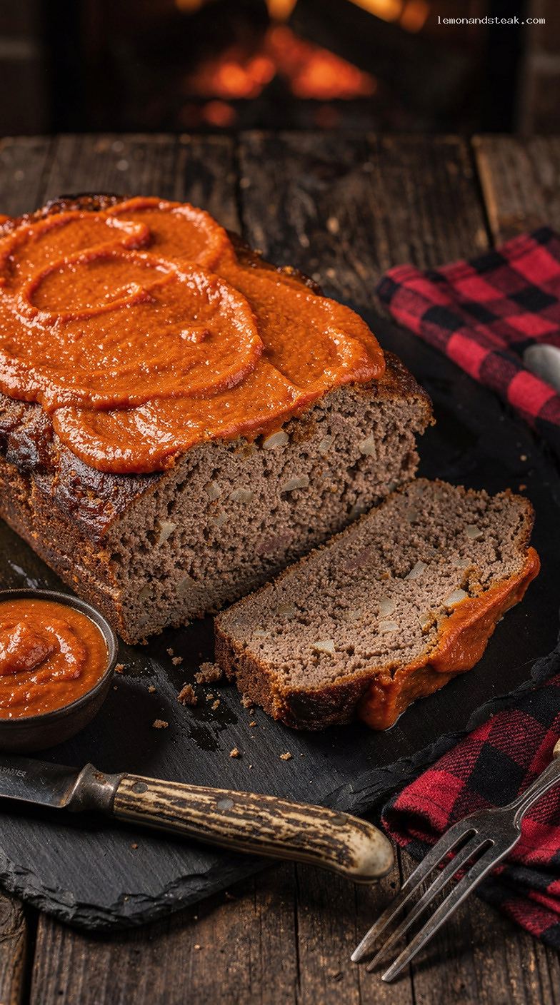 Traditional Beef Meatloaf with Smooth Tomato-Onion Topping