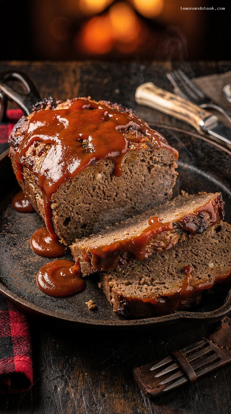 Traditional Homestyle Beef Meatloaf With Caramelized Ketchup Glaze