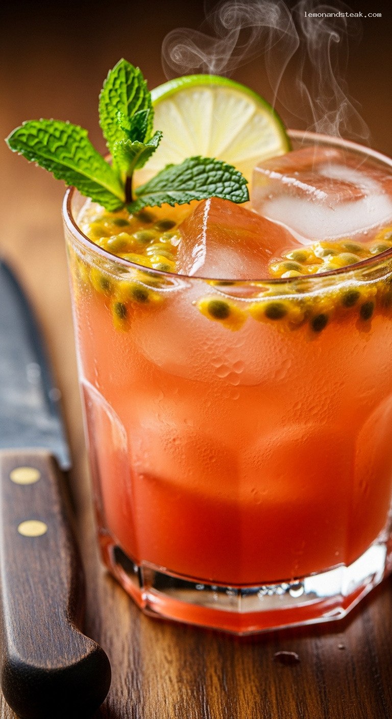 Tropical Guava Passionfruit Cooler Drink – Closeup