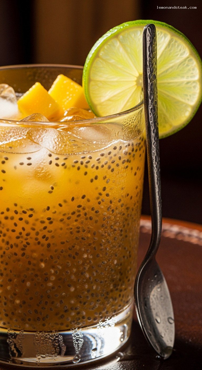 Tropical Mango Lime Chia Refresher – Closeup