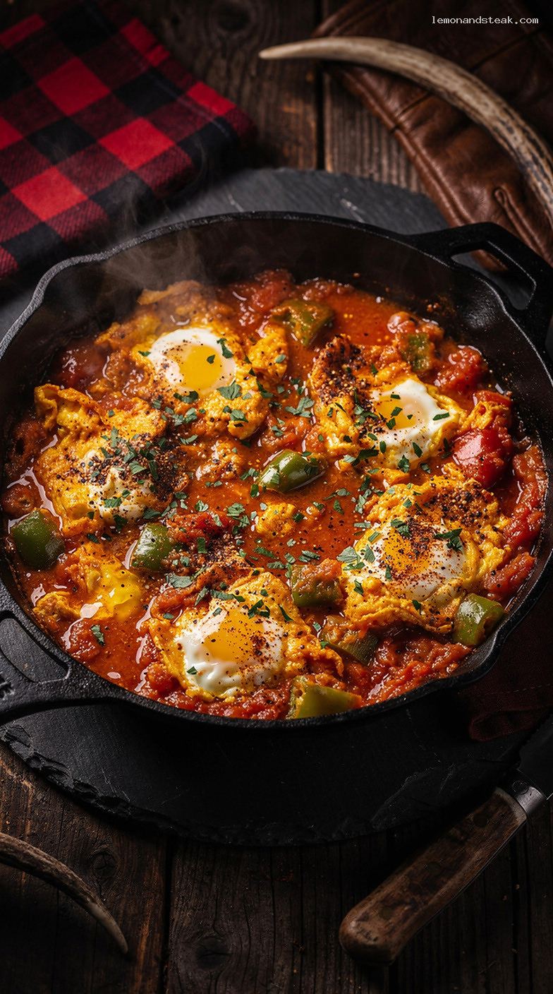 Turkish Menemen With Soft Eggs, Tomatoes, and Peppers