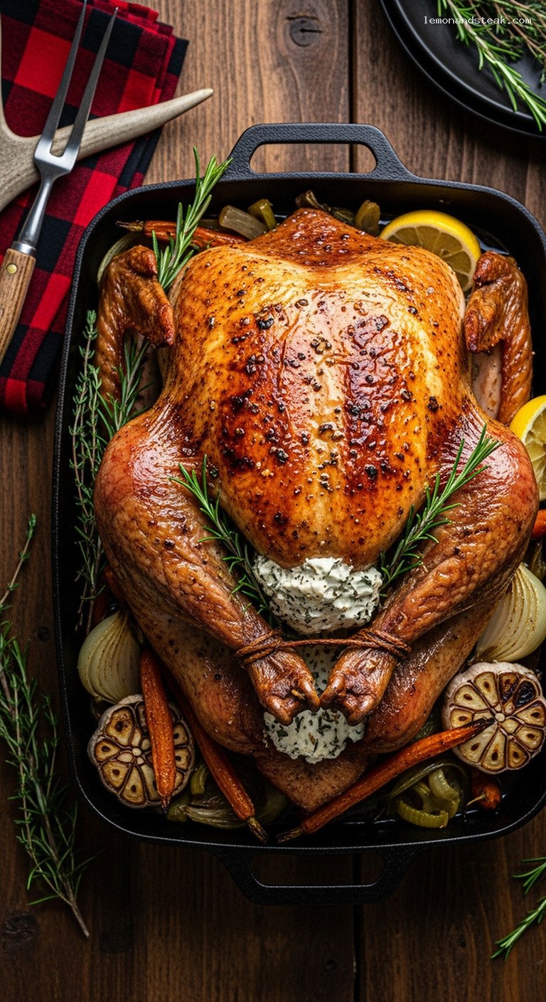 Ultra-Juicy Garlic Herb Cream Cheese Roast Turkey