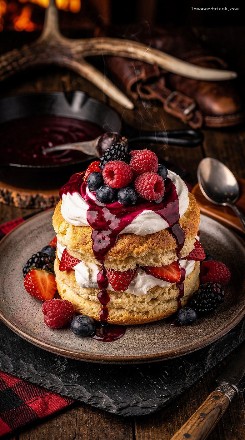 Vanilla Shortcake Biscuits With Warm Mixed Berry Sauce
