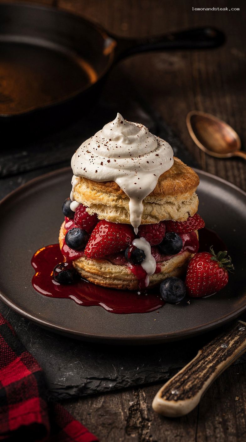 Vanilla Yogurt Shortcake with Macerated Fruit and Whipped Cream