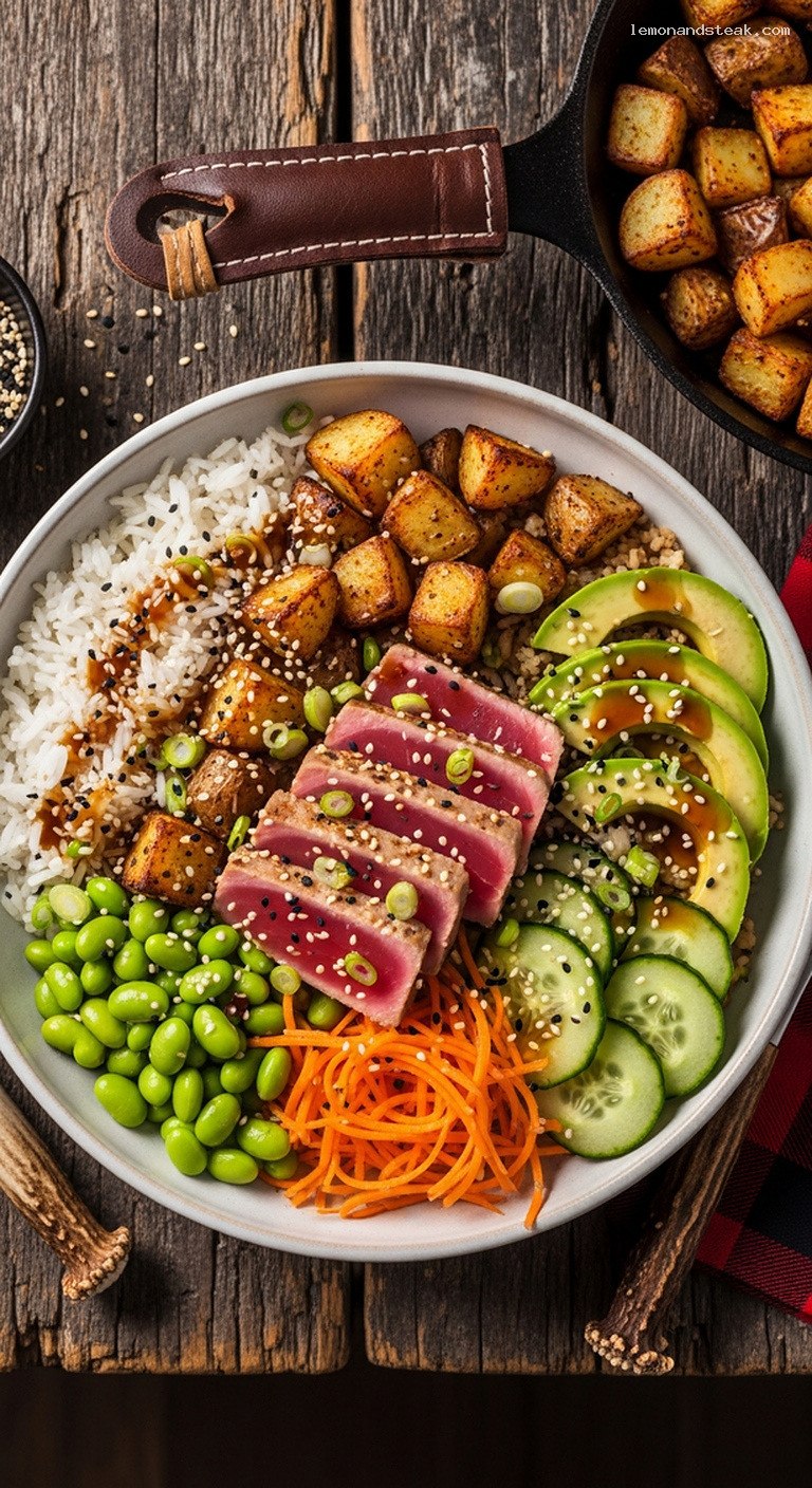 Warm Potato and Seared Tuna Rice Bowl