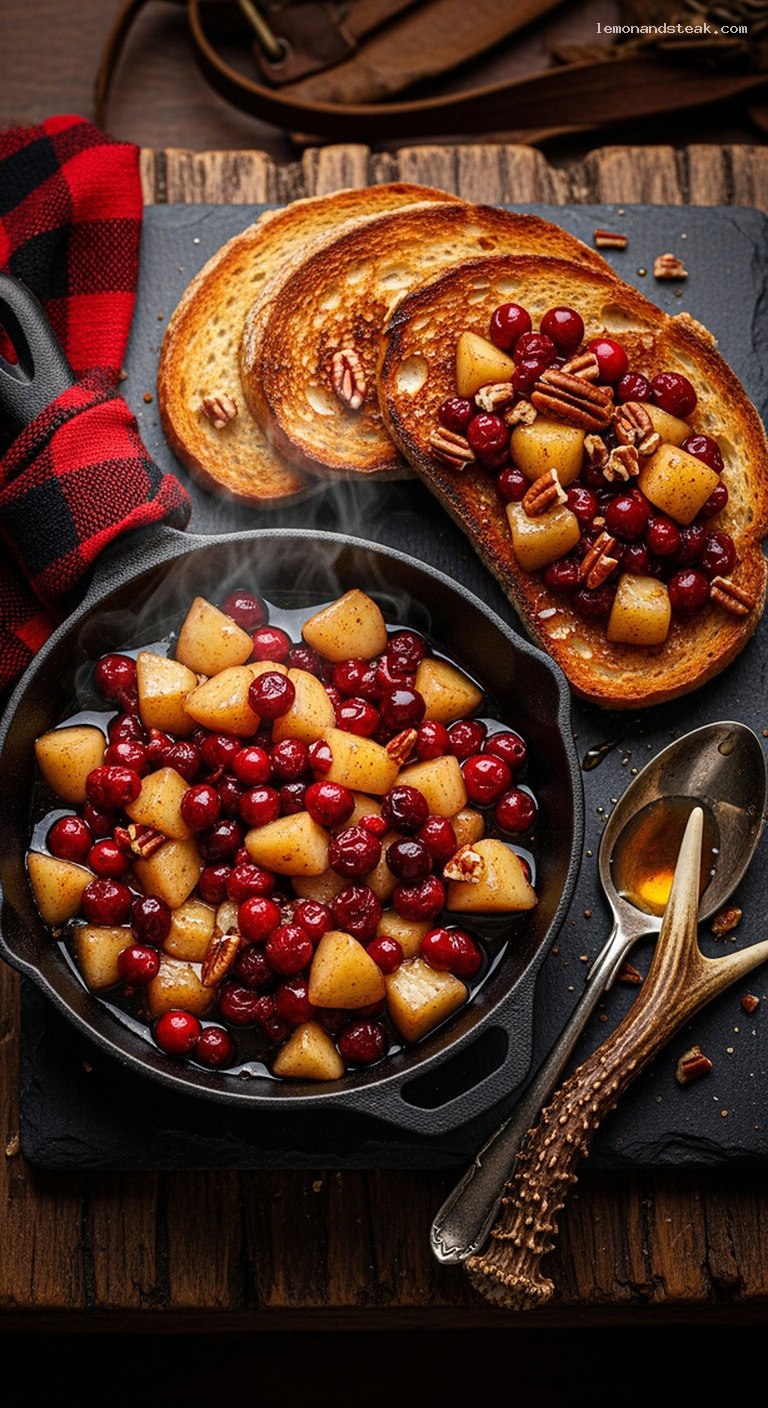 Warm Skillet Apple Cranberry Compote on Toast
