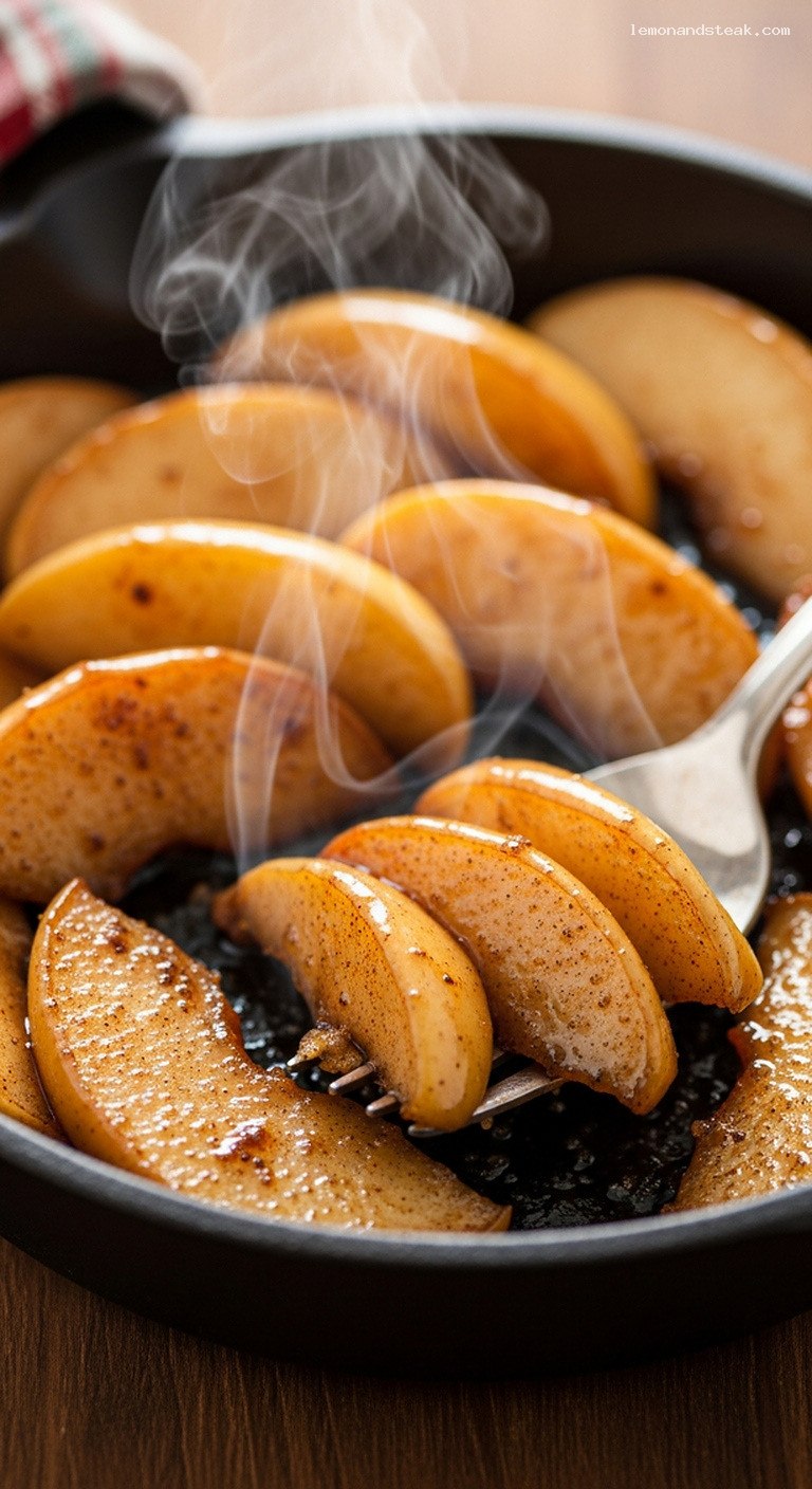Warm Skillet Cinnamon Apples for a Cozy Snack – Closeup